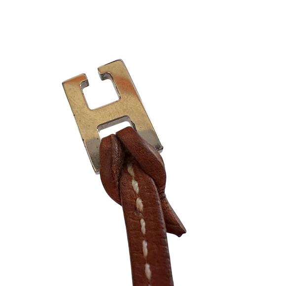 Hermes Tillet Leather Double Wrap Bracelet (Brown w White Stitching) - Picture 8 of 9